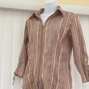 ❄️  DCC STRETCH MISSY WOMENS SHIRT TOP ZIP BLOUSE SIZE L  ❄️